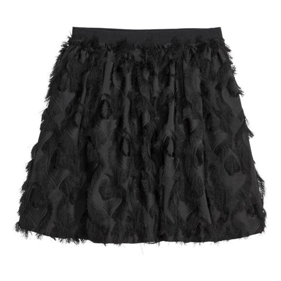H&M Short skirt in woven fabric with fringe elastic waistband Jersey lining 2 - Picture 1 of 4